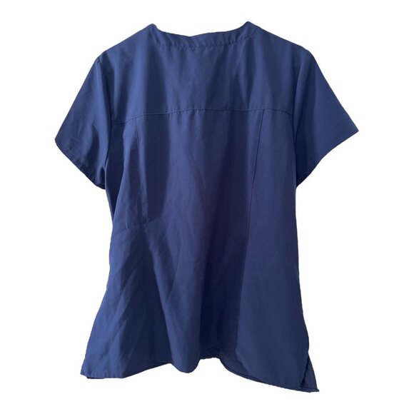 Joe Boxer Women’s L Navy Blue Scrub Top with Smiley Face Patch - Picture 3 of 4